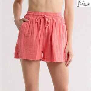 ELAN NWT IVY RAW HEM COTTON COVER-UP CORAL SHORTS. SIZE S